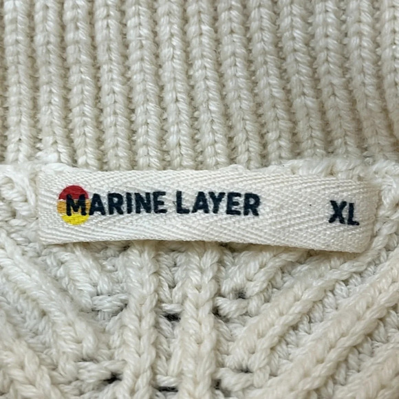 Marine Layer Skylar Turtleneck Sweater Ivory Chunky Sz XL Preppy Ivy League Rory - Picture 6 of 9